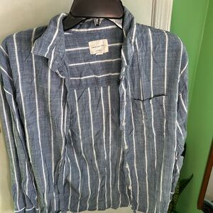 Blue Striped Button-Up Shirt